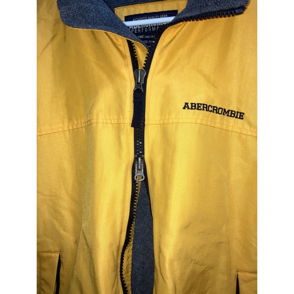 Abercrombie&Fitch Mens Yellow Fleece Lined Jacket Size Small Rare 1990s *Flaw